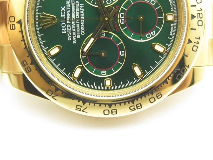 Plated YG 904L 1:1 116508 And SS Case Bracelet Green Clone Edition Dial Best Super A4130 ARF Daytona 0414